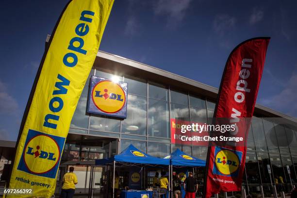 One of Lidl's first US grocery stores awaits customers on June 18, 2017 in Virginia Beach, Virginia. The German-based grocery chain is opening stores...