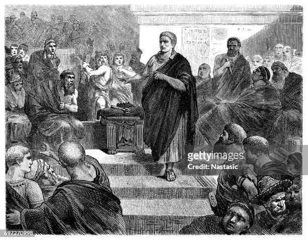 ancient rome : politic assembly - senate stock illustrations