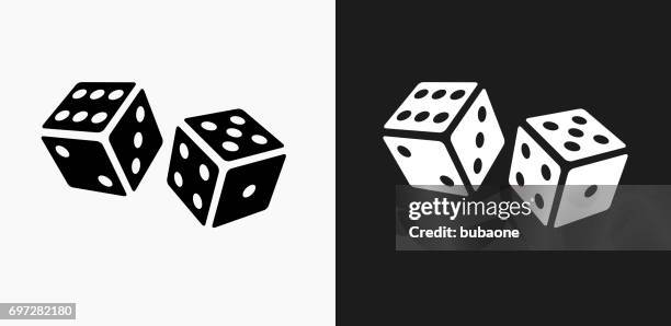 dice icon on black and white vector backgrounds - die stock illustrations