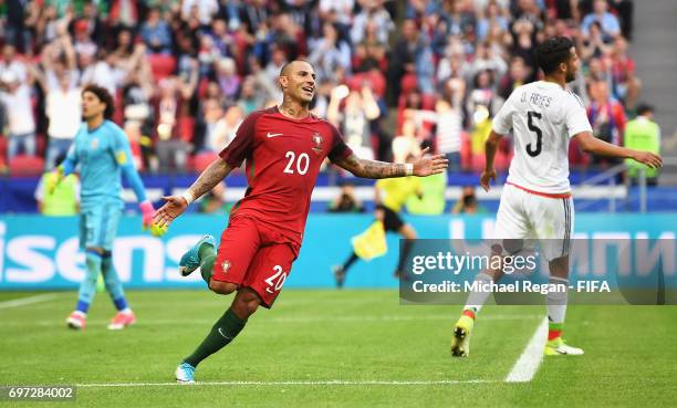 Ricardo Quaresma of Portugal celebrates scoring his sides first goal during the FIFA Confederations Cup Russia 2017 Group A match between Portugal...