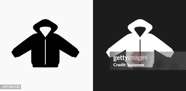 jacket icon on black and white vector backgrounds - coat icon stock illustrations