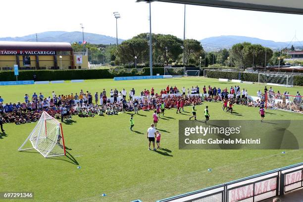 Players in action during the Italian Football Federation during 9th Grassroots Festival at Coverciano on June 18, 2017 in Florence, Italy.