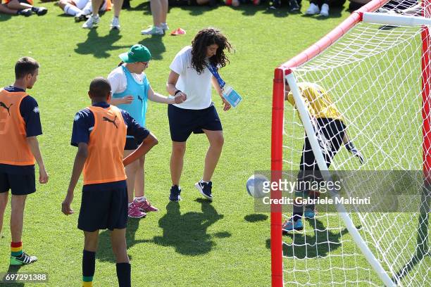 Players in action during the Italian Football Federation during 9th Grassroots Festival at Coverciano on June 18, 2017 in Florence, Italy.
