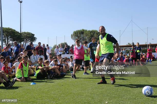 Players in action during the Italian Football Federation during 9th Grassroots Festival at Coverciano on June 18, 2017 in Florence, Italy.