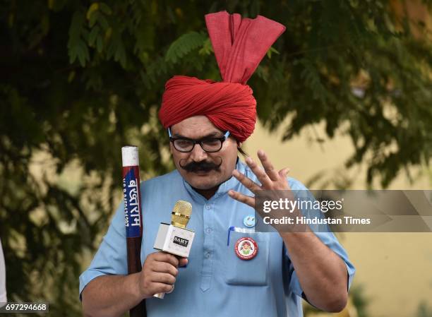 Traffic Tau participates on the Raahgiri Day at Sushant Lok near Galleria Market, organized by MCG, on June 18, 2017 in Gurugram, India. The day is a...