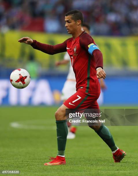 Cristiano Ronaldo of Portugal in action during the FIFA Confederations Cup Russia 2017 Group A match between Portugal and Mexico at Kazan Arena on...