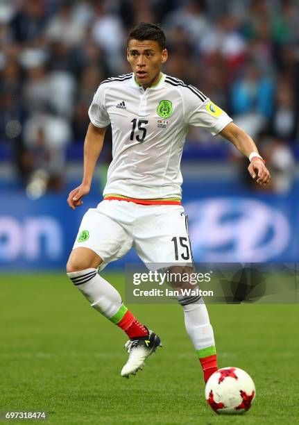 Hector Moreno of Mexico in action during the FIFA Confederations Cup Russia 2017 Group A match between Portugal and Mexico at Kazan Arena on June 18,...