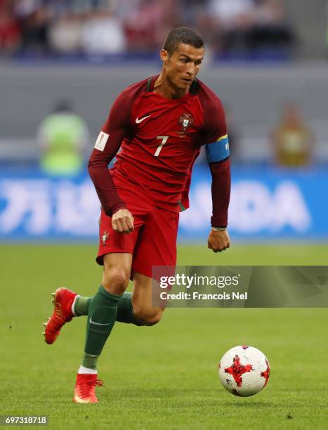 Cristiano Ronaldo of Portugal in action during the FIFA Confederations Cup Russia 2017 Group A match between Portugal and Mexico at Kazan Arena on...