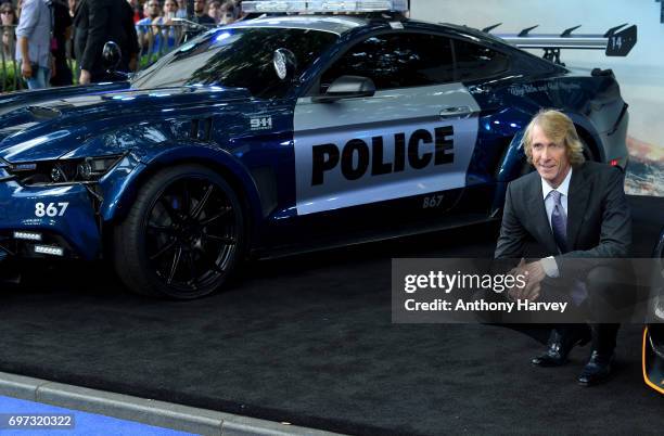 Director Michael Bay attends the global premiere of "Transformers: The Last Knight" at Cineworld Leicester Square on June 18, 2017 in London, England.