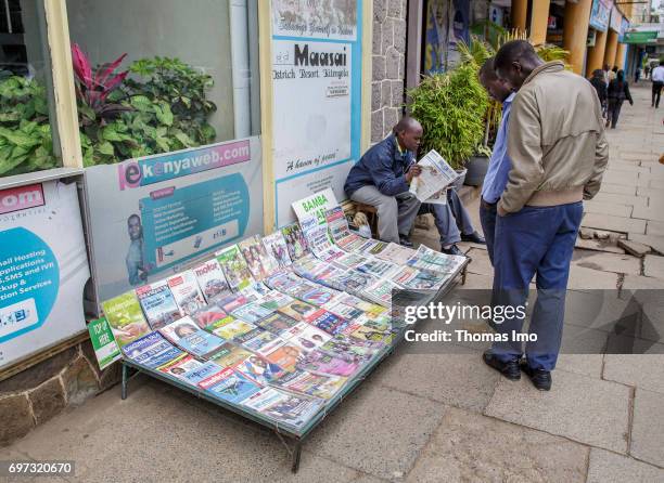 Nairobi, Kenya Street sales of magazines, street scene in Nairobi, capital of Kenya on May 15, 2017 in Nairobi, Kenya.