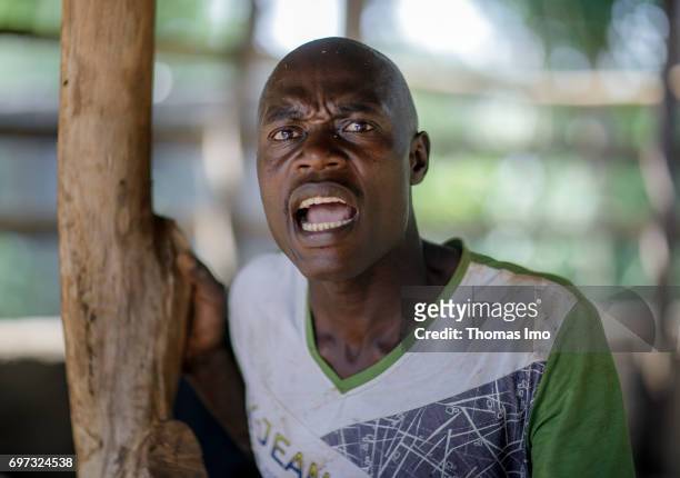 Kakamega County, Kenya Portrait of an angry farmer on May 16, 2017 in Kakamega County, Kenya.