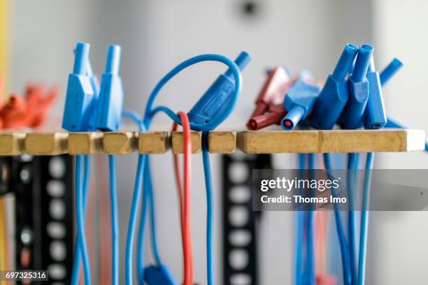 Nairobi, Kenya Close up of power cables in a training facility for solartechnicians and energy auditors at Strathmore University on May 17, 2017 in...