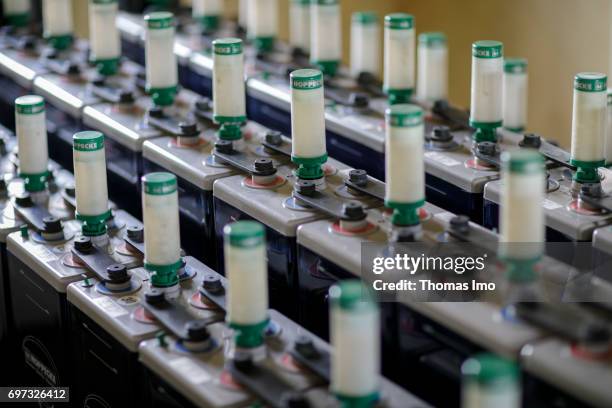 Talek, Kenya Closeup of batteries in the solar station Talek Power on May 17, 2017 in Talek, Kenya.