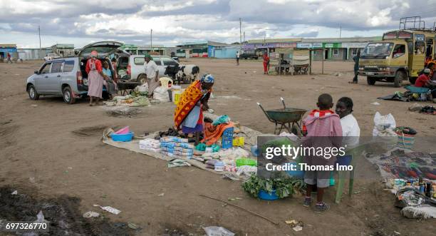 Talek, Kenya Street traders sell their goods at a market on May 17, 2017 in Talek, Kenya.