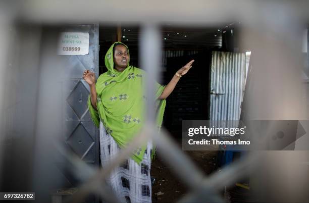 Talek, Kenya Portrait of the African Fatuma Aden, owner of the Al-Tawakal welding shop on May 17, 2017 in Talek, Kenya.