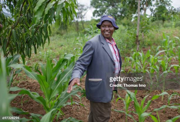 Portrait of an African farmer at his mango farm on May 19, 2017 in Ithanka, Kenya.