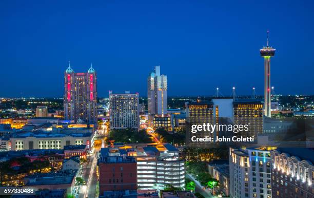 san antonio, texas - tower of the americas stock pictures, royalty-free photos & images