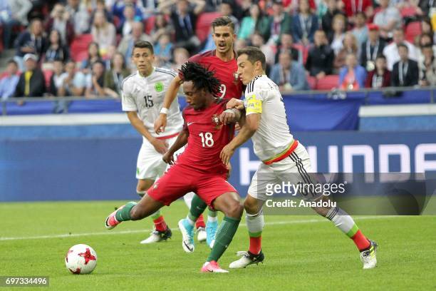 Gelson Martins end Andre Silva of Portugal in action against Hector Moreno and Andres Guardado of Mexico during the FIFA Confederations Cup 2017...