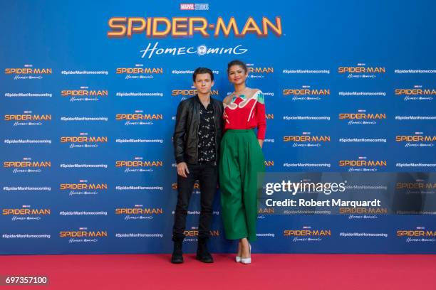 The stars and filmmakers of "SPIDER-MAN: HOMECOMING", actors Tom Holland, Zendaya and director Jon Watts appear in Barcelona on the occasion of the...