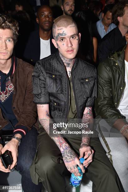 Lil Peep attends the Moncler Gamme Bleu show during Milan Men's Fashion Week Spring/Summer 2018 on June 18, 2017 in Milan, Italy.