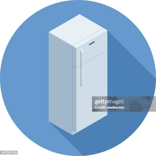 isometric refrigerator - empty fridge stock illustrations
