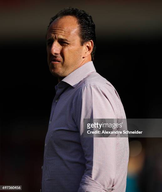 Rogerio Ceni, head coach of Sao Paulo in action beforethe match between Sao Paulo and Atletico MG for the Brasileirao Series A 2017 at Morumbi...