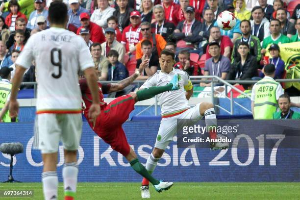 Andres Guardado of Mexico in action during the FIFA Confederations Cup 2017 group A soccer match between Portugal and Mexico at "Kazan-Arena" stadium...