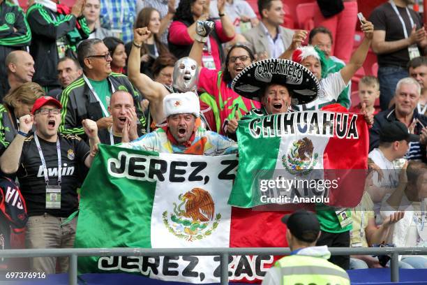 Spectators react during the FIFA Confederations Cup 2017 group A soccer match between Portugal and Mexico at "Kazan-Arena" stadium in Kazan, Russia...