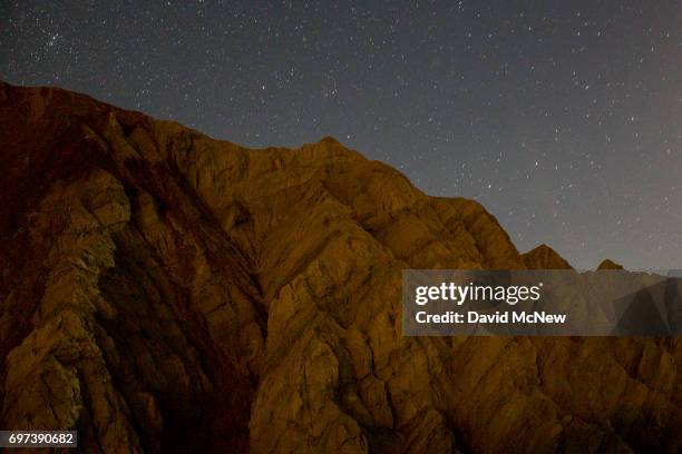 Landscape contorted by the San Andreas Fault is seen in the pre-dawn hours in the Mecca Hills on June 18, 2017 near Mecca, California. An earthquake...