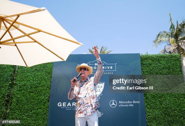 American game show host Wink Martindale speaks at the Rodeo Drive Concours d'Elegance on June 18, 2017 in Beverly Hills, California.