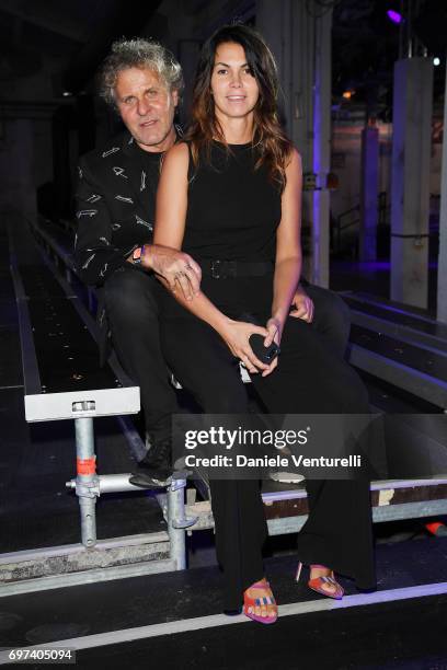 Renzo Rosso and Arianna Alessi arrive at the Dsquared2 show during Milan Men's Fashion Week Spring/Summer 2018 on June 18, 2017 in Milan, Italy.