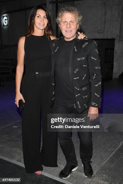 Renzo Rosso and Arianna Alessi arrive at the Dsquared2 show during Milan Men's Fashion Week Spring/Summer 2018 on June 18, 2017 in Milan, Italy.