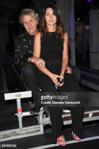 Renzo Rosso and Arianna Alessi arrive at the Dsquared2 show during Milan Men's Fashion Week Spring/Summer 2018 on June 18, 2017 in Milan, Italy.
