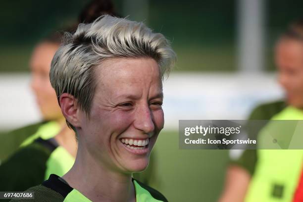 Seattle Reign FC forward Megan Rapinoe before an NWSL match between the Seattle Reign FC and FC Kansas City on June 17, 2017 at Children's Mercy...