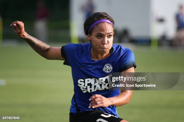 Kansas City forward Sydney Leroux before an NWSL match between the Seattle Reign FC and FC Kansas City on June 17, 2017 at Children's Mercy Victory...