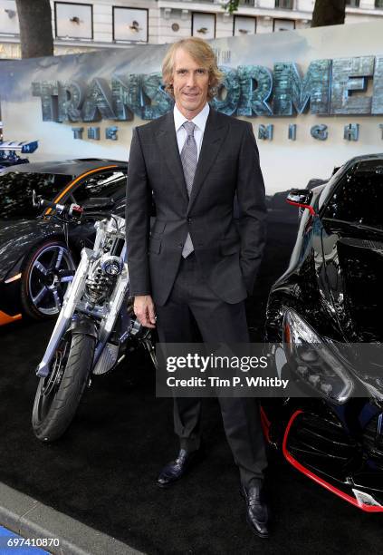 Director Michael Bay attends the global premiere of "Transformers: The Last Knight" at Cineworld Leicester Square on June 18, 2017 in London, England.