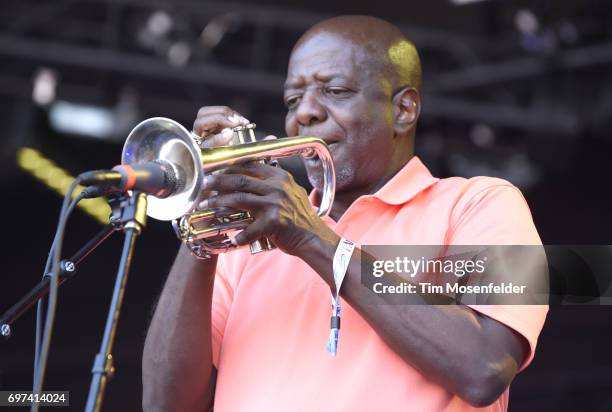 Gregory Davis of The Dirty Dozen Brass Band performs during the Monterey International Pop Festival 2017 at Monterey County Fairgrounds on June 18,...