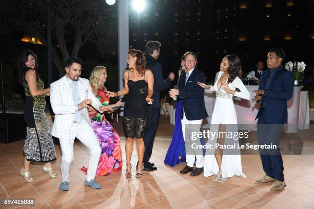 Heather Tom,Don Diamont,Katherine Kelly Lang ,Courtney Hope,Bradley Bell,Rein Edwards and Rome Flynn dance at the 'The Bold and The Beautiful' 30th...