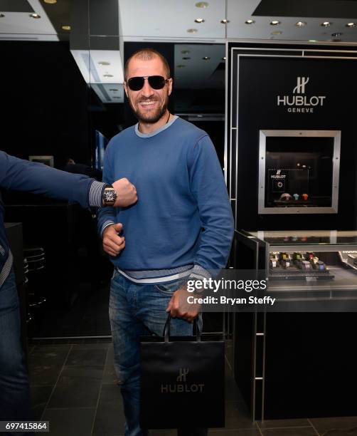 Boxer and Hublot ambassador Sergey Kovalev visits the Hublot Boutique at The Forum Shops at Caesars on June 18, 2017 in Las Vegas, Nevada.