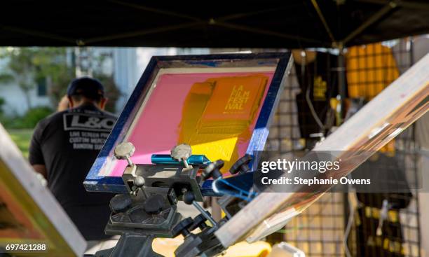 The LA Film Festival Screen Printing Station is seen during 2017 Los Angeles Film Festival on June 16, 2017 in Culver City, California.