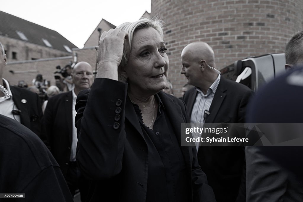 France's far-right National Front Party President, Marine Le Pen Spends Election Day In Henin-Beaumont