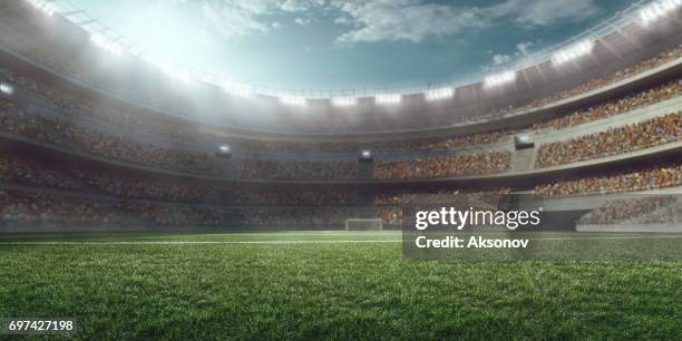 3d soccer stadium - football field bildbanksfoton och bilder