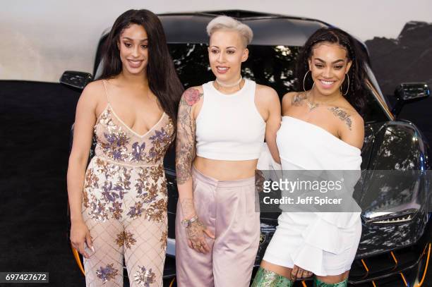 Alexandra Buggs, Courtney Rumbold and Karis Anderson from Stooshe attend the global premiere of "Transformers: The Last Knight" at Cineworld...