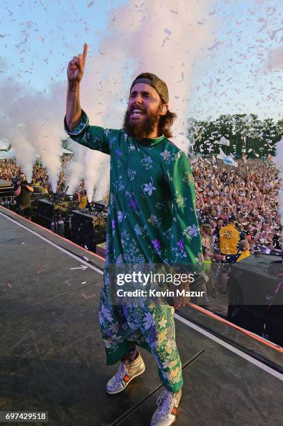 Jared Leto of Thirty Seconds to Mars performs onstage during the 2017 Firefly Music Festival on June 18, 2017 in Dover, Delaware.