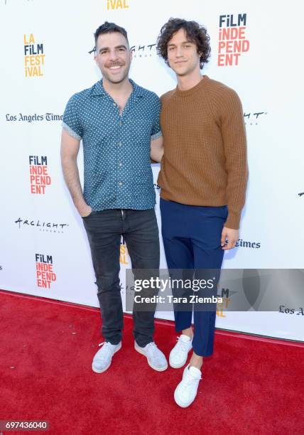 Zachary Quinto and Miles McMillan attend the premieres of "Never Here" and "Laps" during 2017 Los Angeles Film Festival at Arclight Cinemas Culver...