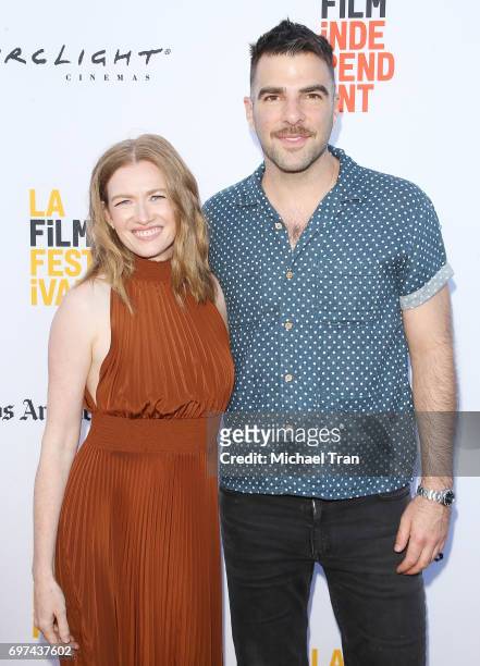 Mireille Enos and Zachary Quinto attend the 2017 Los Angeles Film Festival - premiere of "Never Here" held at Arclight Cinemas Culver City on June...