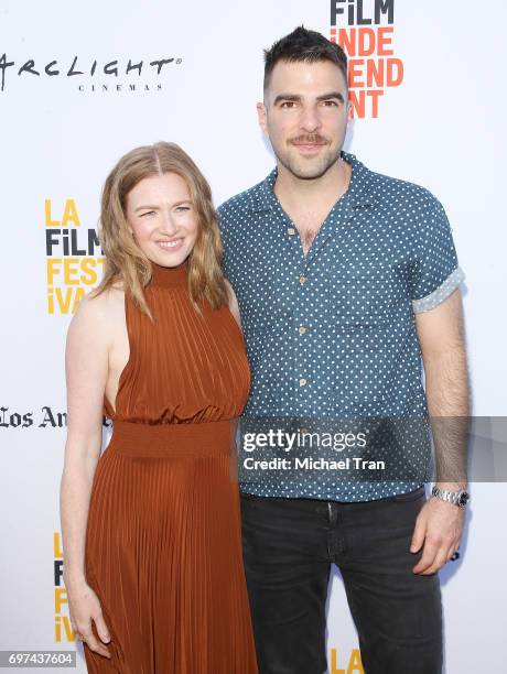 Mireille Enos and Zachary Quinto attend the 2017 Los Angeles Film Festival - premiere of "Never Here" held at Arclight Cinemas Culver City on June...