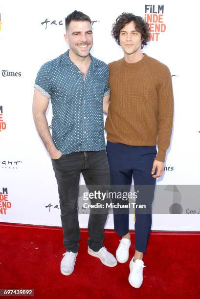Zachary Quinto and Miles McMillan attend the 2017 Los Angeles Film Festival - premiere of "Never Here" held at Arclight Cinemas Culver City on June...