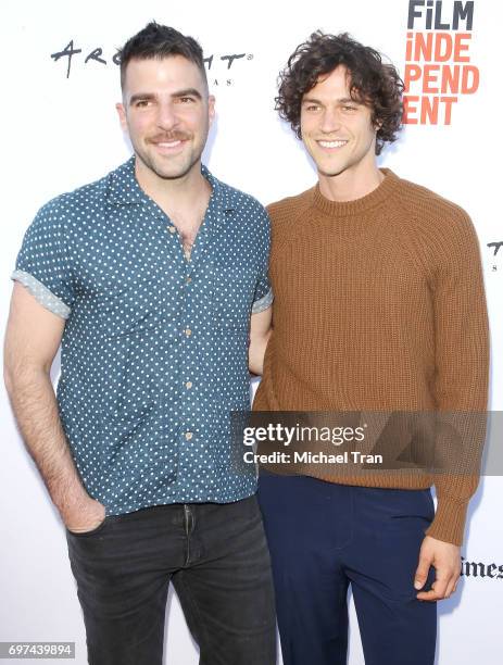 Zachary Quinto and Miles McMillan attend the 2017 Los Angeles Film Festival - premiere of "Never Here" held at Arclight Cinemas Culver City on June...