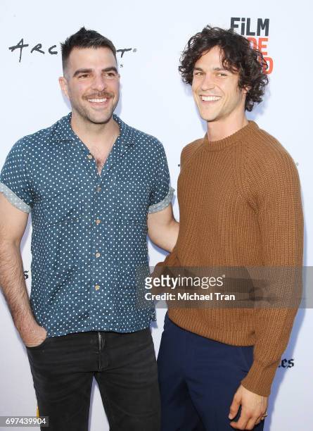 Zachary Quinto and Miles McMillan attend the 2017 Los Angeles Film Festival - premiere of "Never Here" held at Arclight Cinemas Culver City on June...